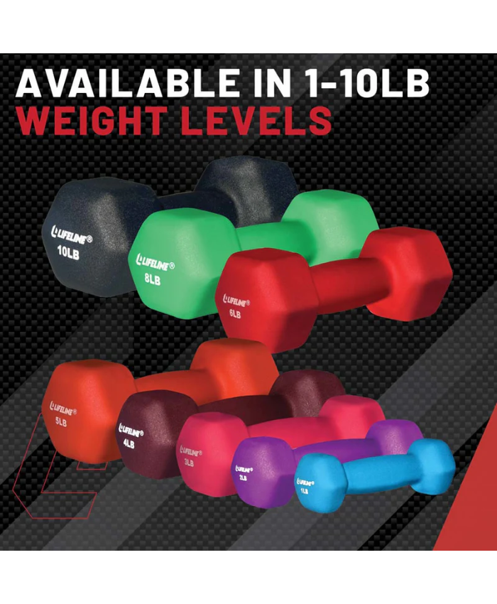 Lifeline Hex Neoprene Dumbbells - Multiple Weights Available
