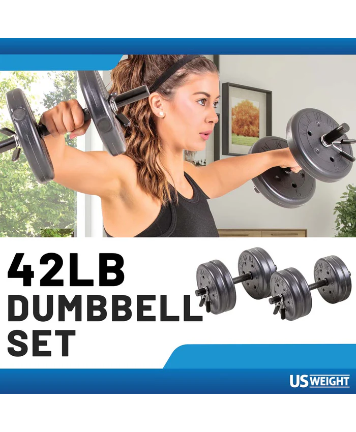 US Weight Adjustable 42LB Dumbbell Set With Spring Clips