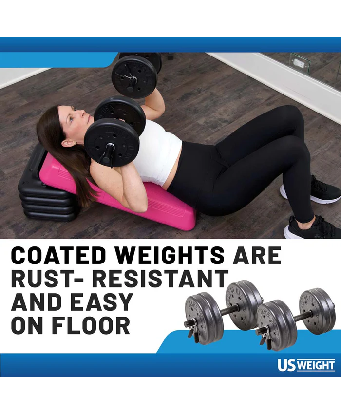 US Weight Adjustable 42LB Dumbbell Set with Spring Clips