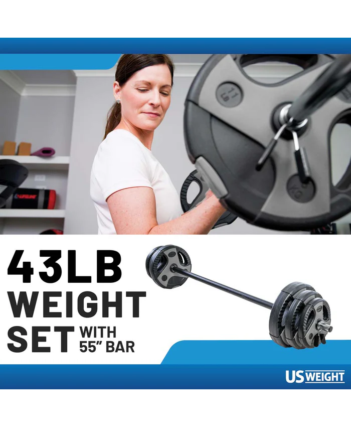 US Weight 43 LB Barbell Weight Set with 55