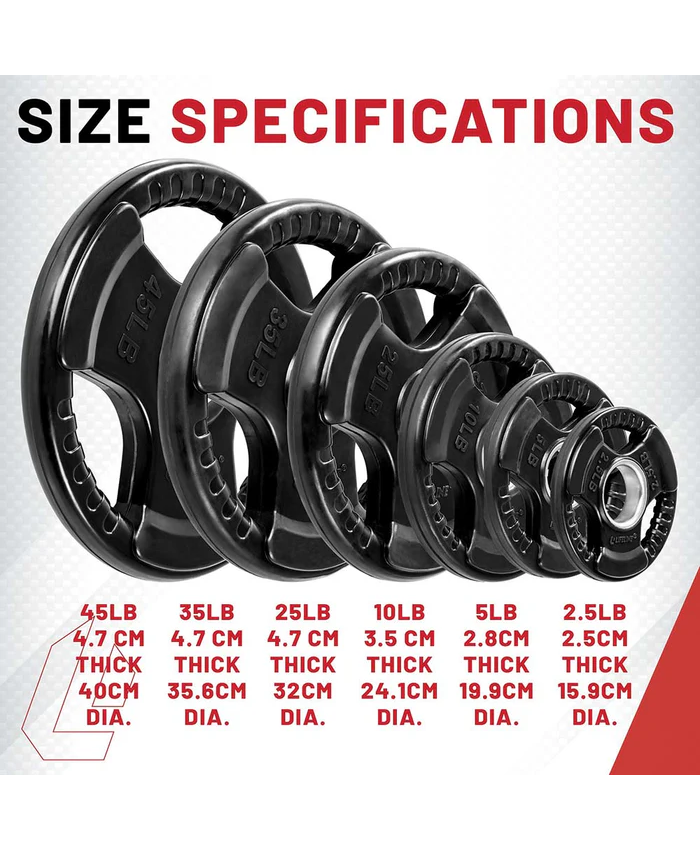 Lifeline Olympic Rubber Grip Plate Sets With Olympic Bar - Multiple Sizes Available