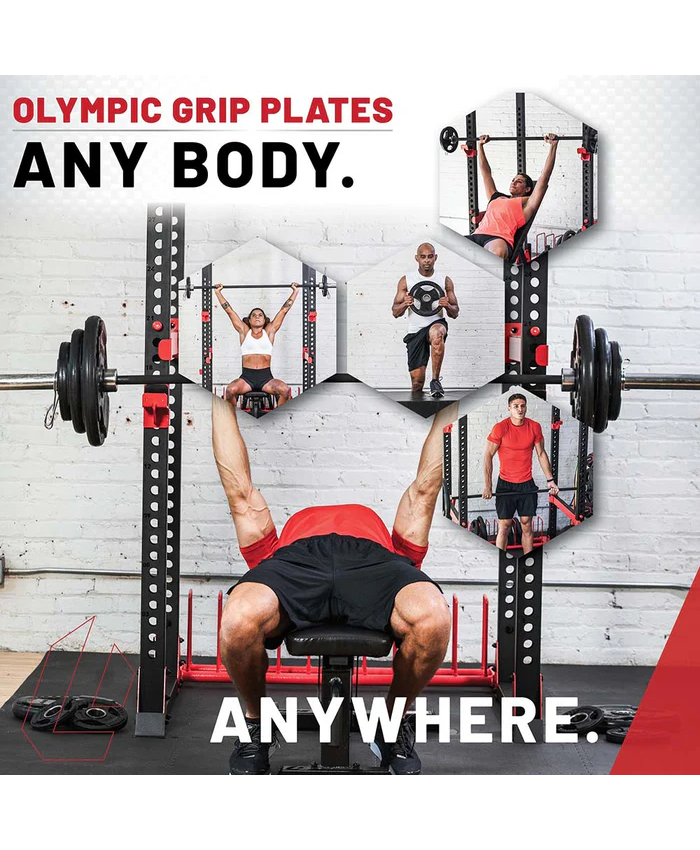 Lifeline Olympic Rubber Grip Plate Sets with Olympic Bar - Multiple Sizes Available