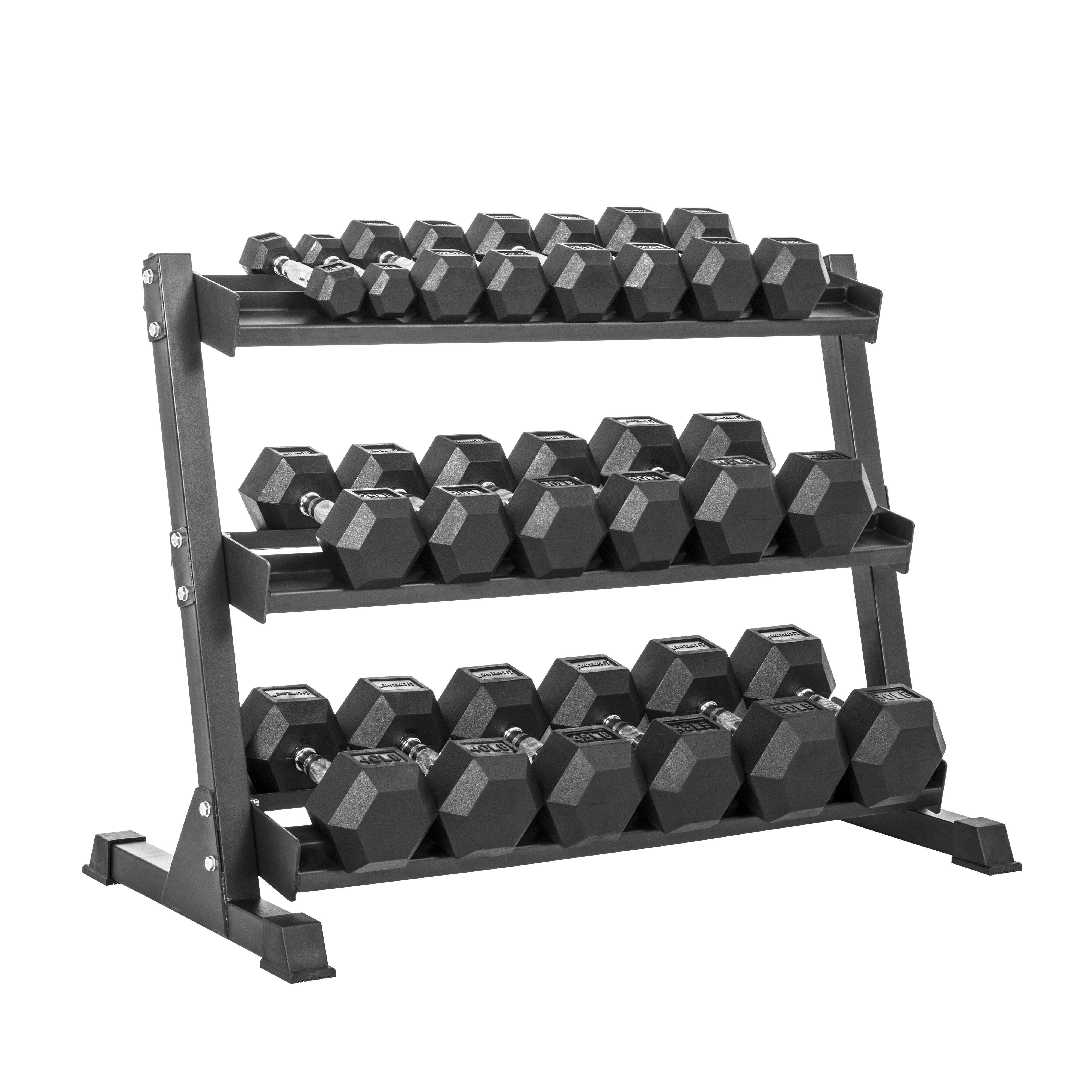 Lifeline - Hex Rubber Dumbbell Set W/Rack - 550LB