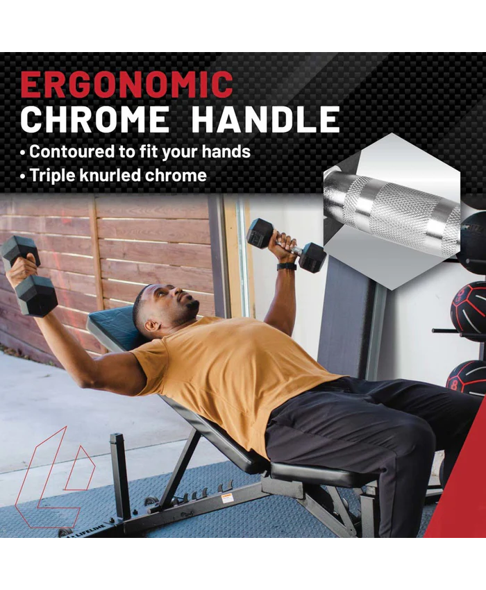 Lifeline Fitness Hex Rubber Dumbbells - Multiple Weight Options