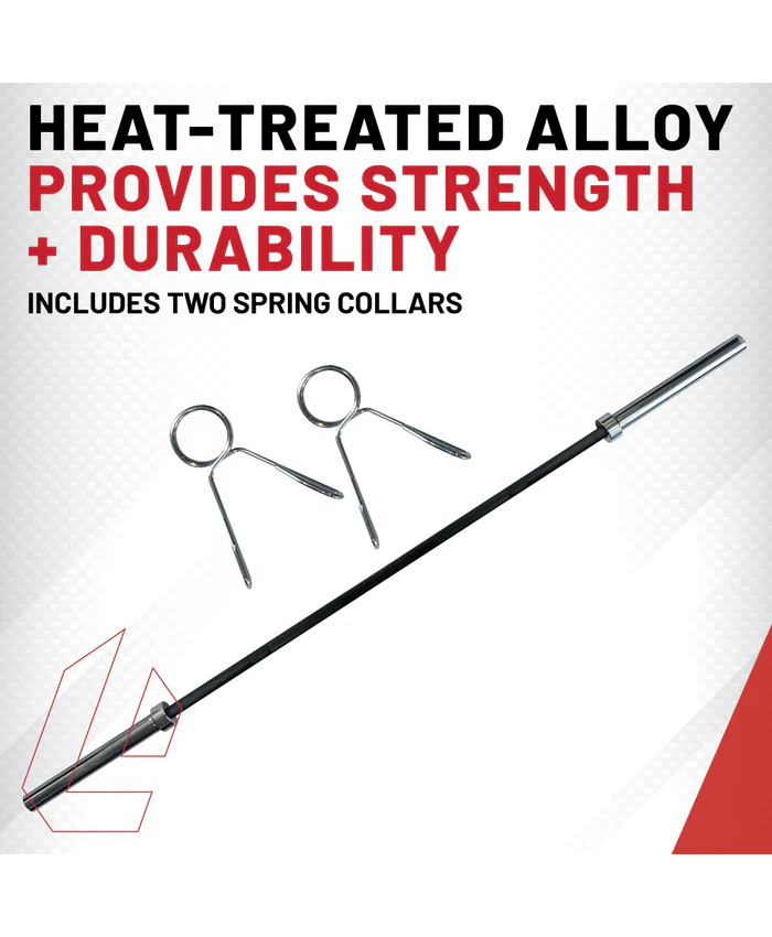 Lifeline Fitness Heat-Treated Steel Olympic Bar, 45lb Barbell With Two Spring Collars