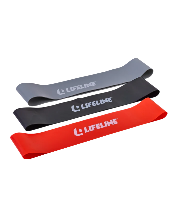 Lifeline Flat Resistance Band Kit For Increased Muscle Strength, Balance And Range Of Motion - Levels 1, 2, 3