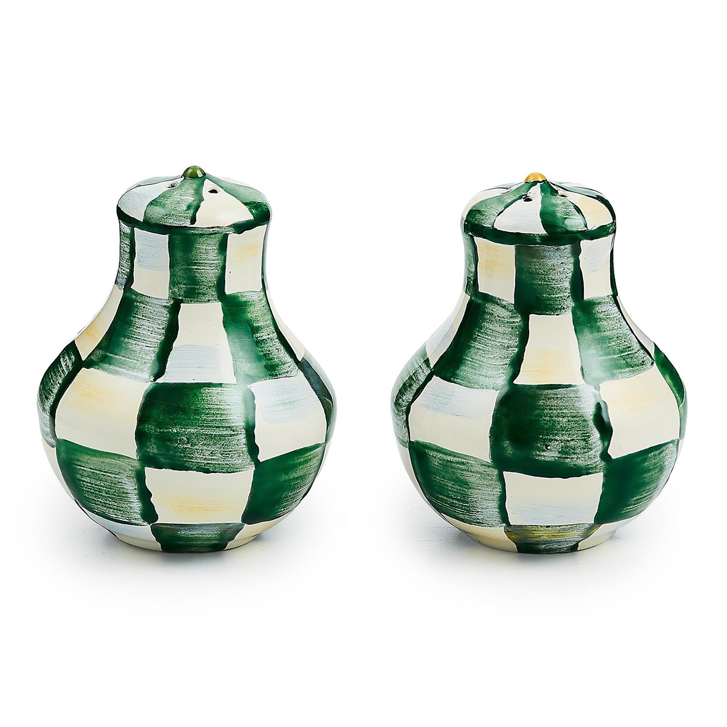 Emerald Check Salt & Pepper Shakers
