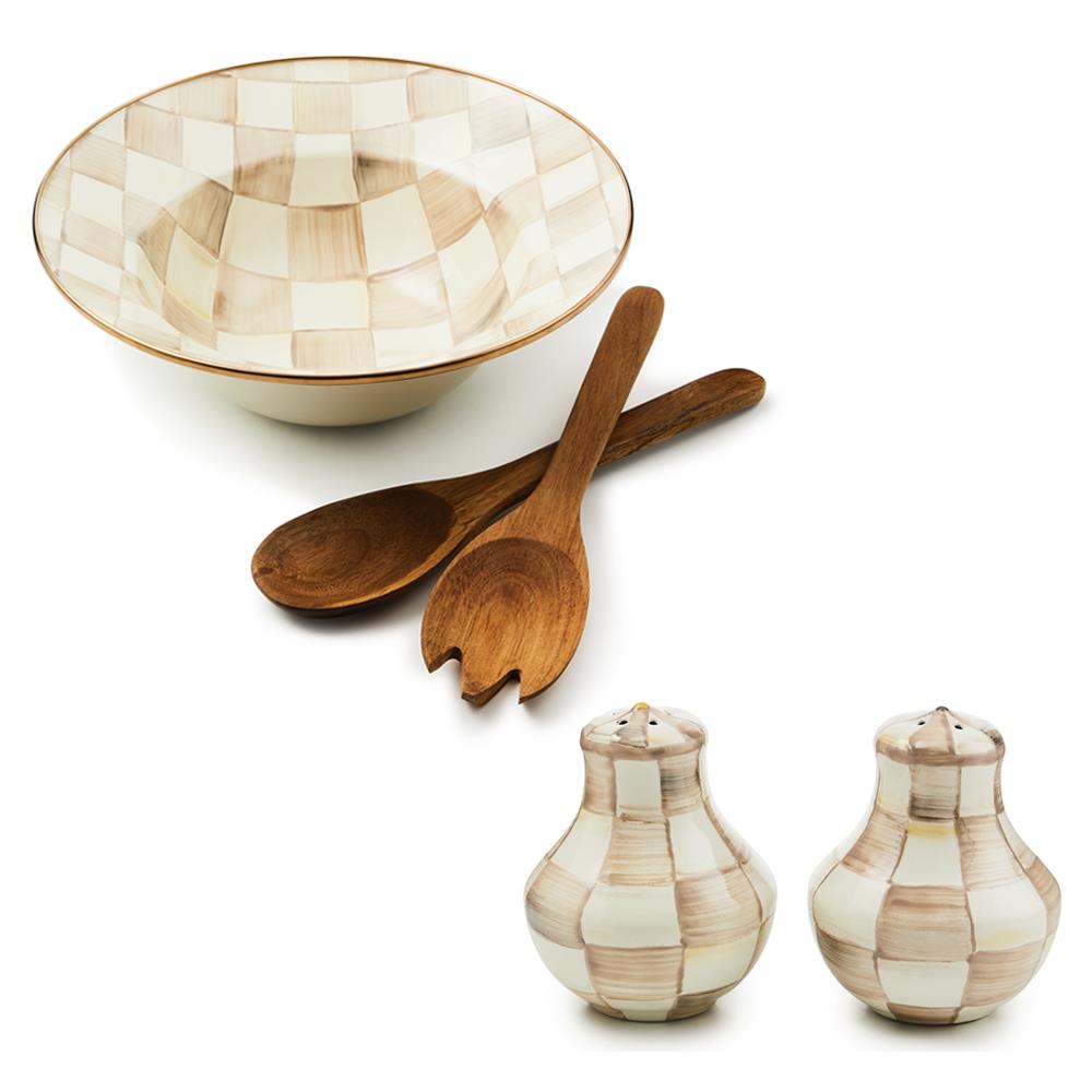 Mocha Check Serving Set & Shaker Duo