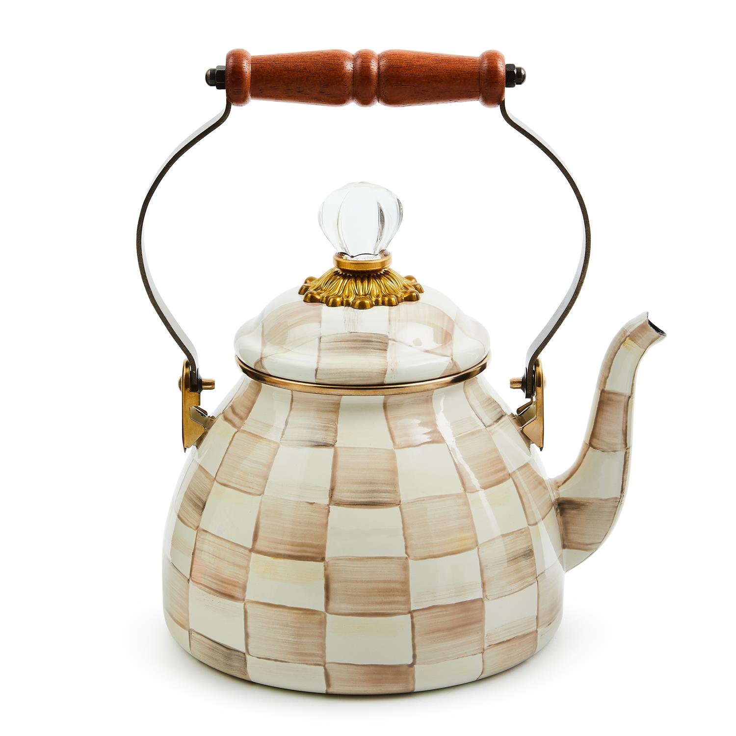 Mocha Check 2 Quart Tea Kettle