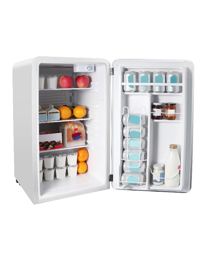 3.2 Cu. Ft. Retro Mini Refrigerator In White, Without Freezer