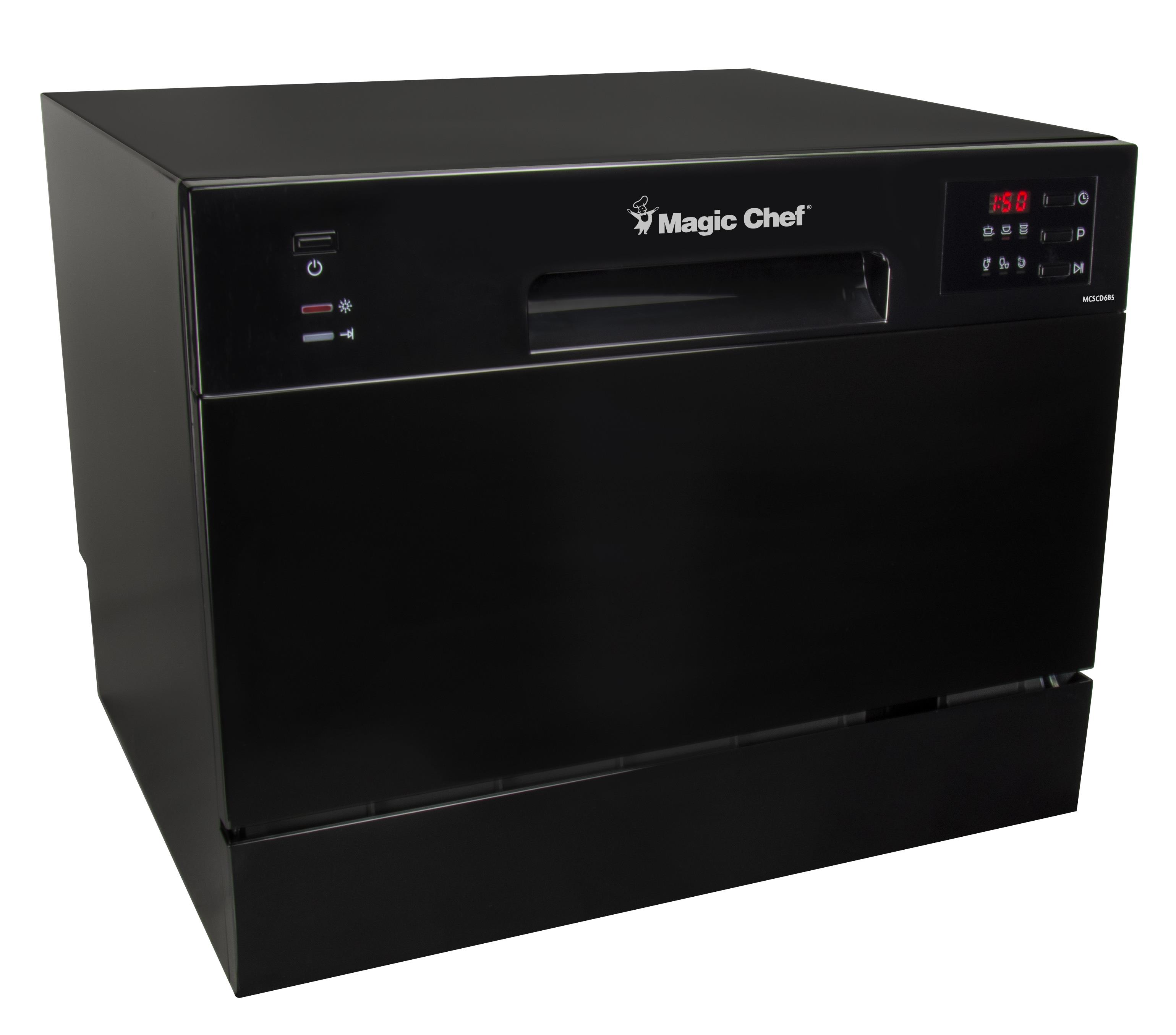 6 Place Setting Countertop Dishwasher - Black