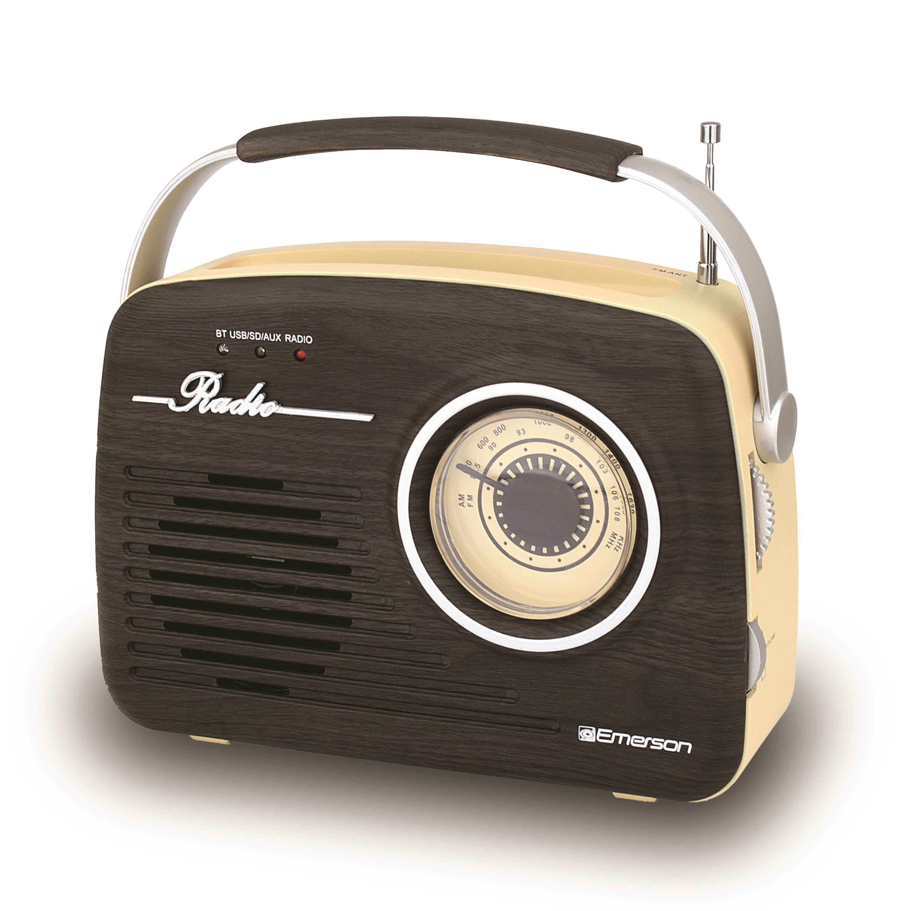 Emerson Portable Retro Radio With Built-in Rechargeable Battery