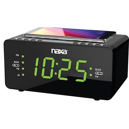 Naxa DualAlarm Clock With Qi Wireless Charging Function