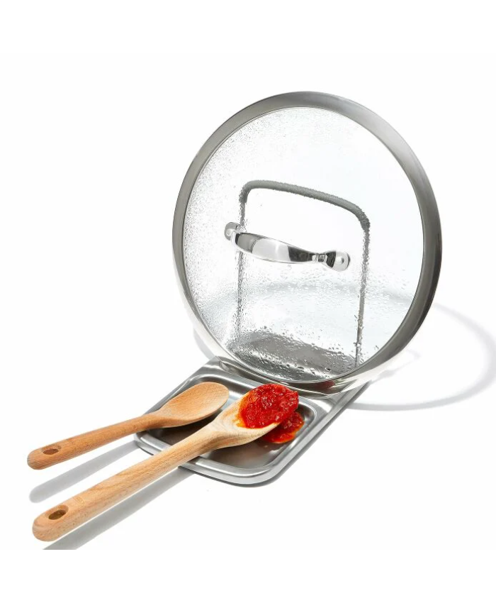 Stainless Steel Spoon Rest With Lid Holder