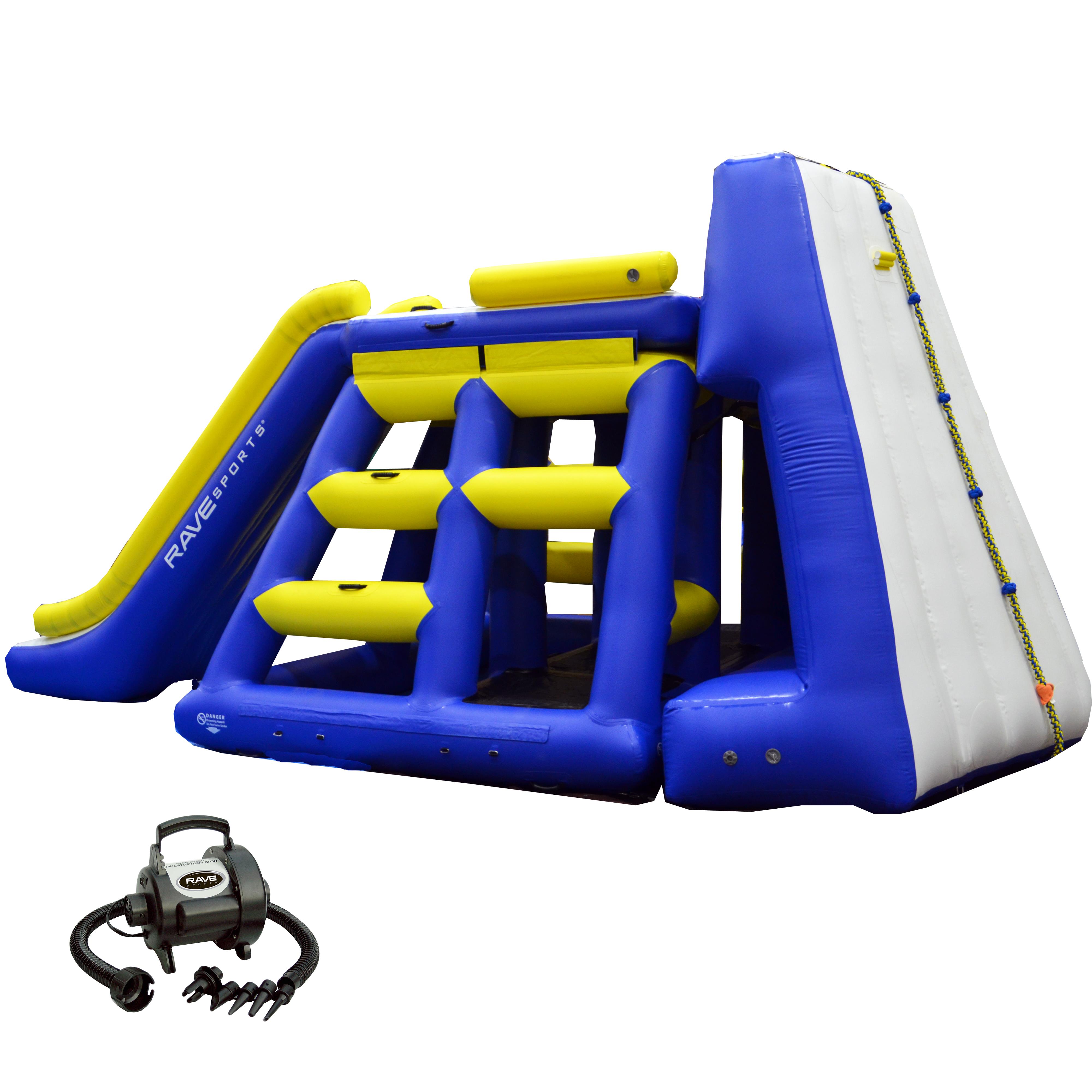 RAVE Sports - Power Tower W/Quick Step Solo, Deck, Slide, Climbing Wall, & HS Inflator/Deflator