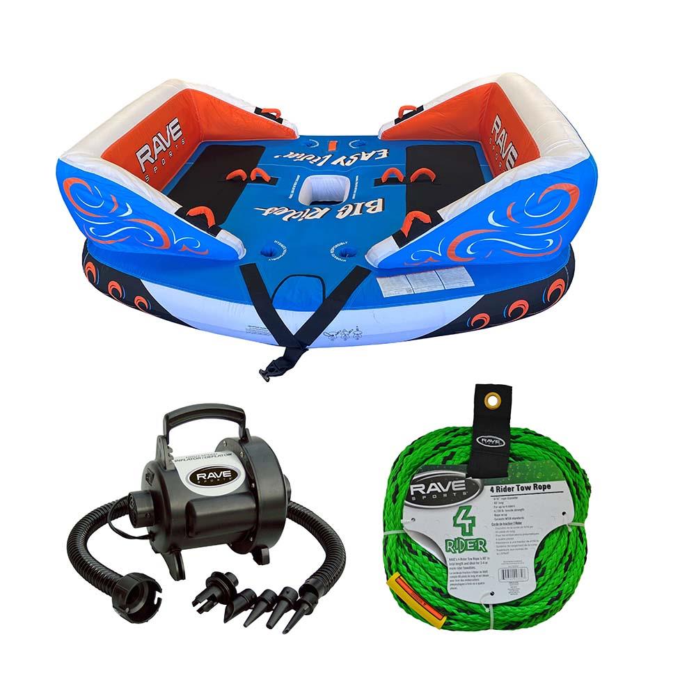 RAVE Sports - Big Easy Towable W/High Speed Rapid Inflator/Deflator & 4-Person Tow Rope