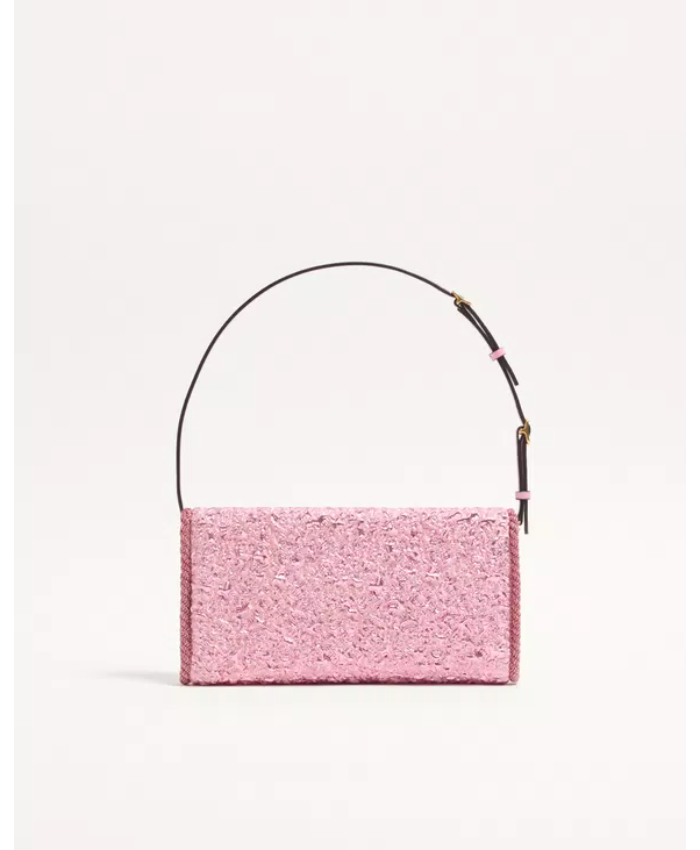 Valentino Garavani DeVain Small Shoulder Bag In Cloqué Jacquard Fabric.