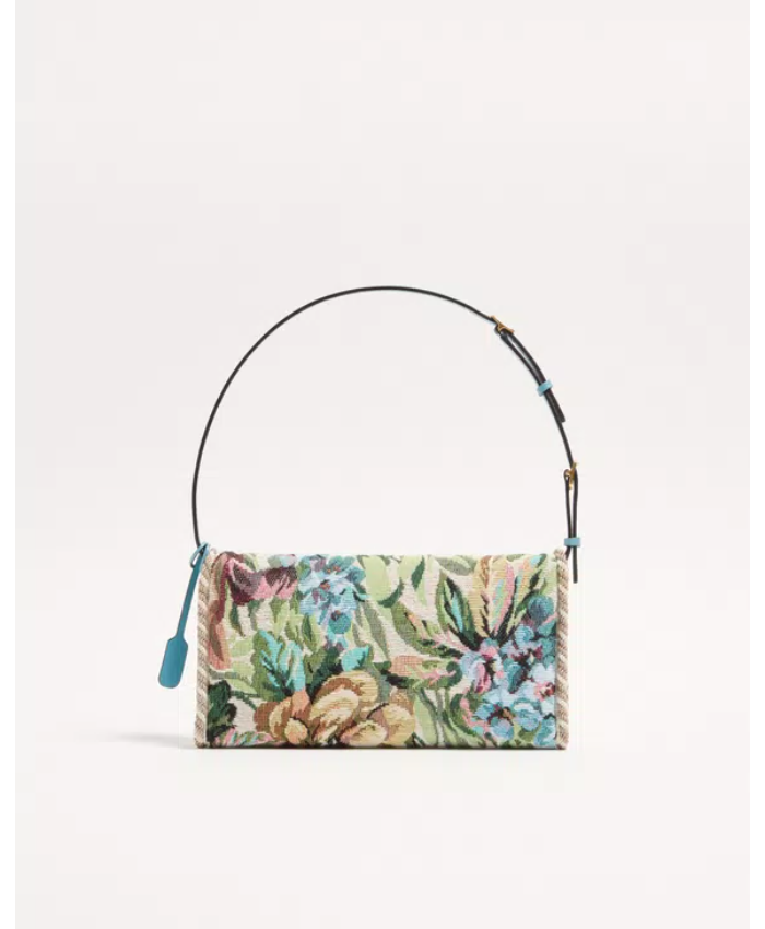 Valentino Garavani DeVain Small Shoulder Bag In Voyage Imaginaire Jacquard Fabric