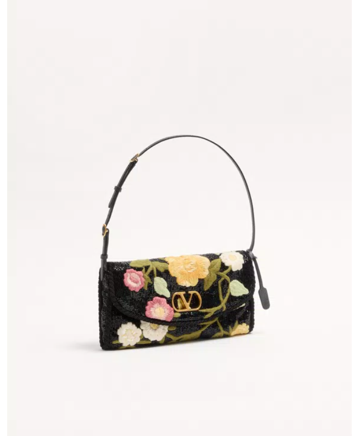 Valentino Garavani DeVain Small Embroidered Shoulder Bag