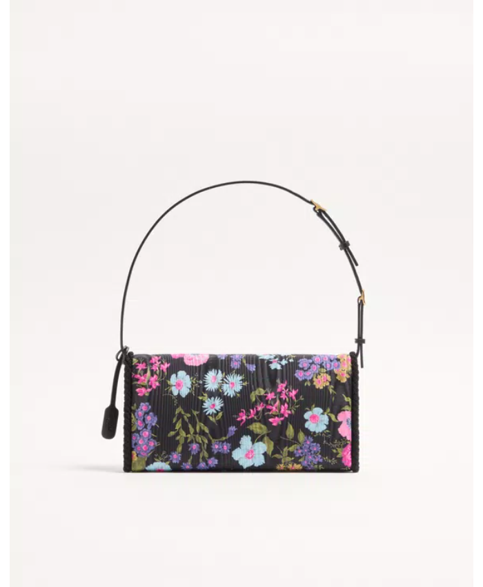 Valentino Garavani DeVain Small Shoulder Bag In Moiré Papier Floral Fabric