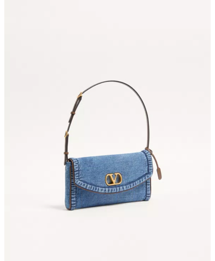 Valentino Garavani DeVain Small Denim Shoulder Bag