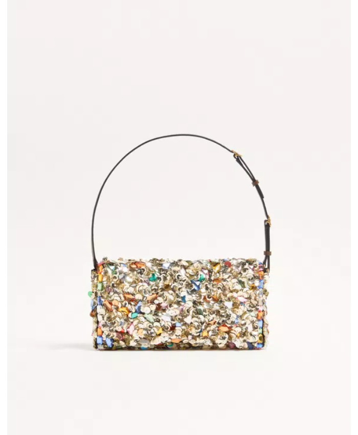 Valentino Garavani DeVain Embroidered Small Shoulder Bag