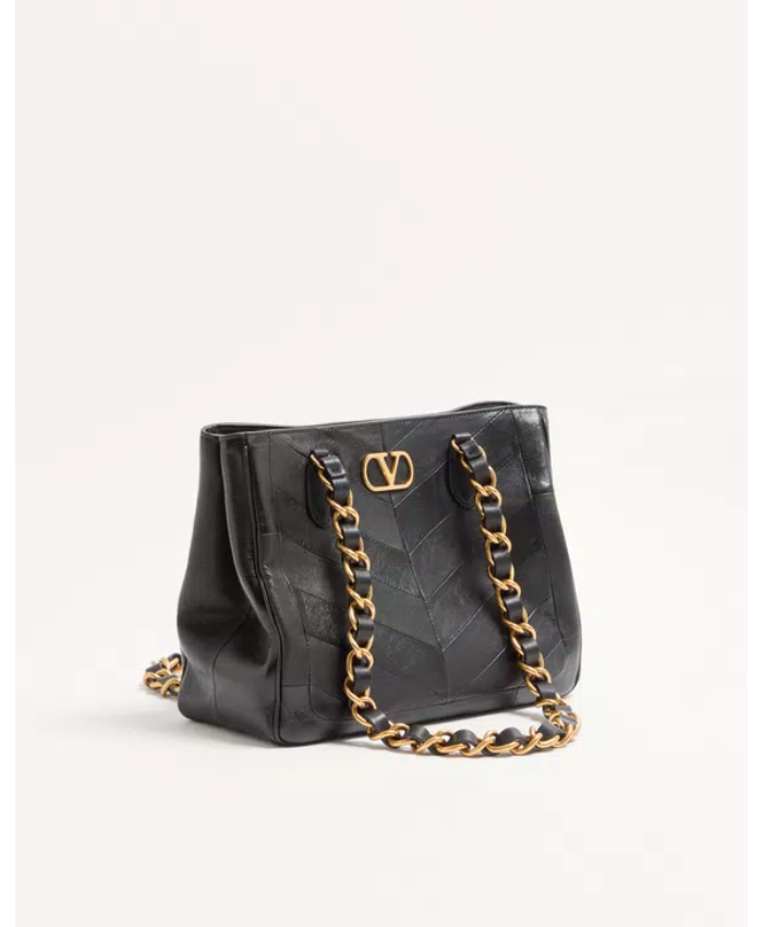 Valentino Garavani Laseine Small Shopping Bag In Chevron-Patterned Nappa Leather