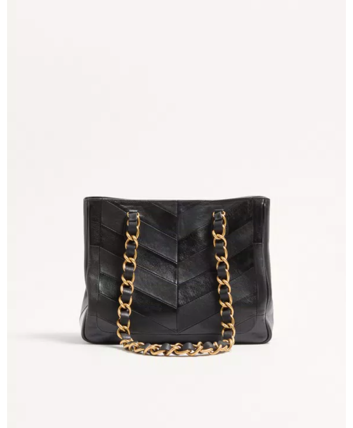 Valentino Garavani Laseine Small Shopping Bag In Chevron-Patterned Nappa Leather