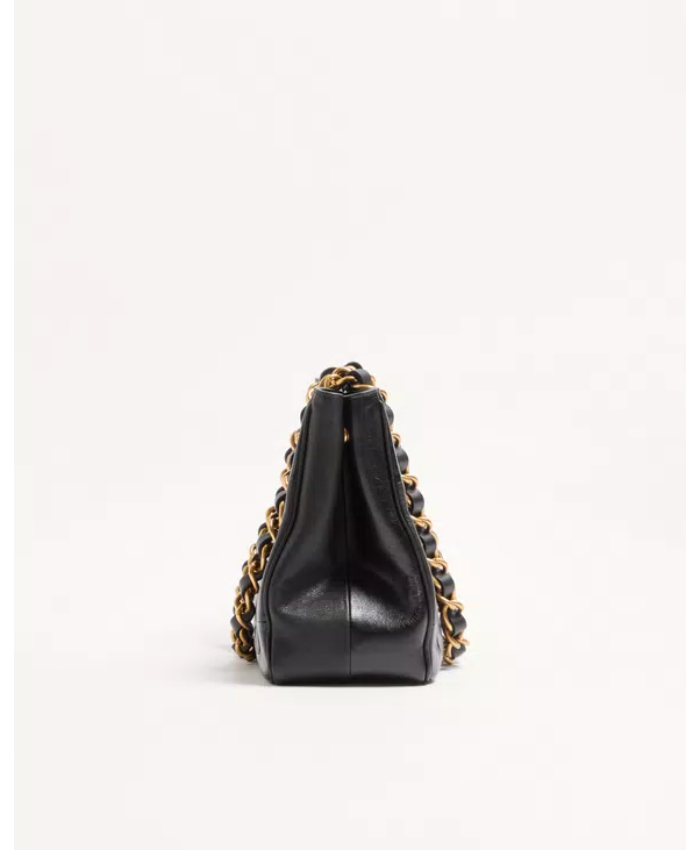 Valentino Garavani Laseine Small Shopping Bag In Chevron-Patterned Nappa Leather