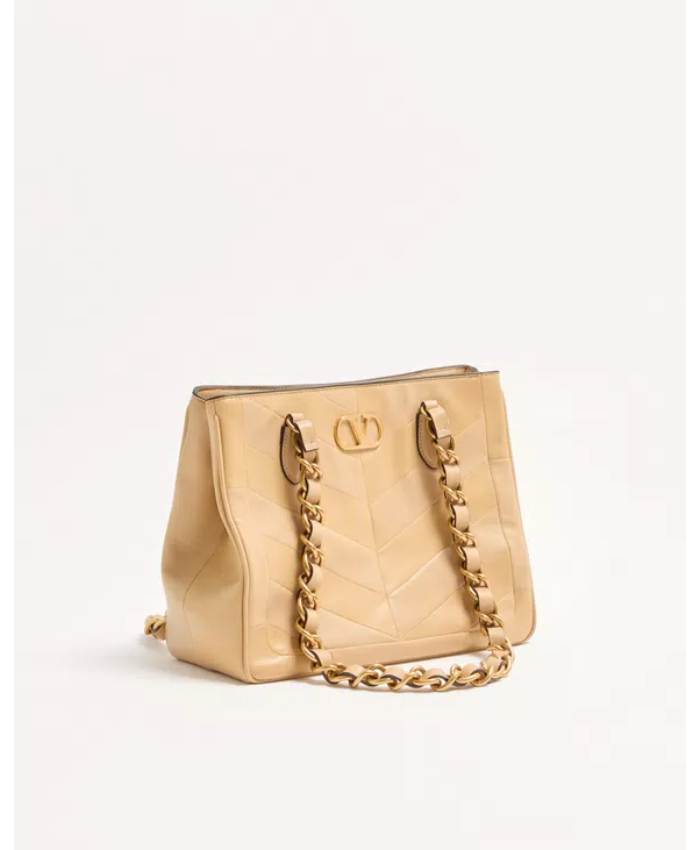 Valentino Garavani Laseine Small Shopping Bag In Chevron-Patterned Nappa Leather