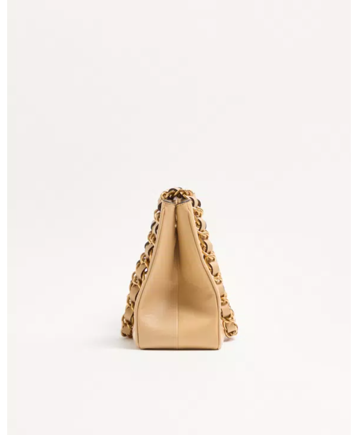 Valentino Garavani Laseine Small Shopping Bag In Chevron-Patterned Nappa Leather