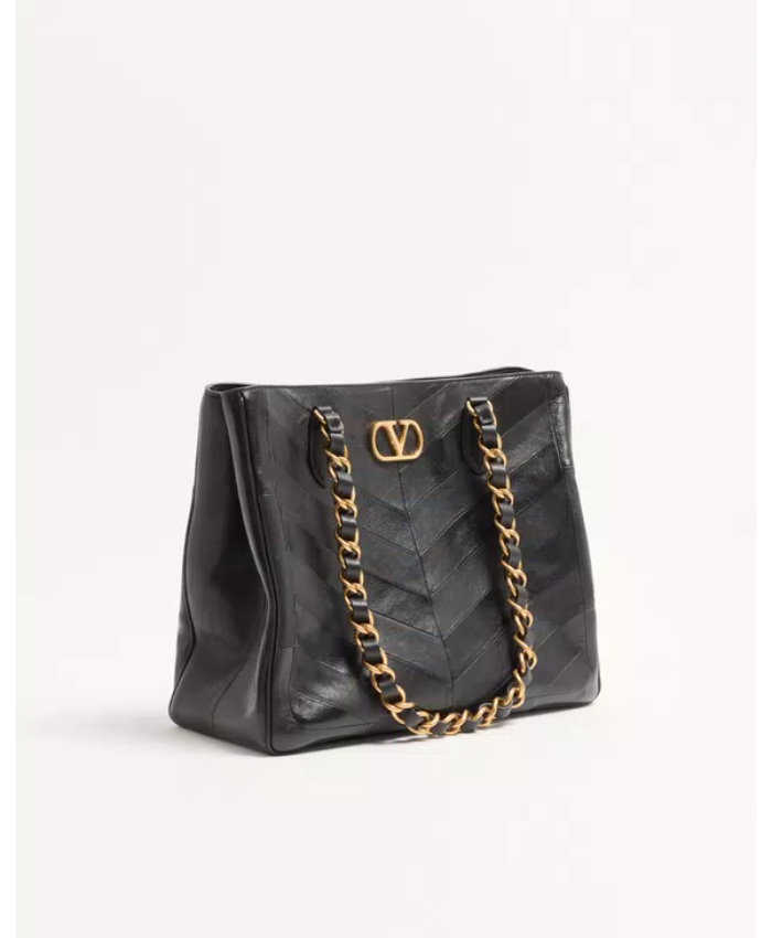 Valentino Garavani Laseine Shopping Bag In Nappa Leather With A Chevron Pattern