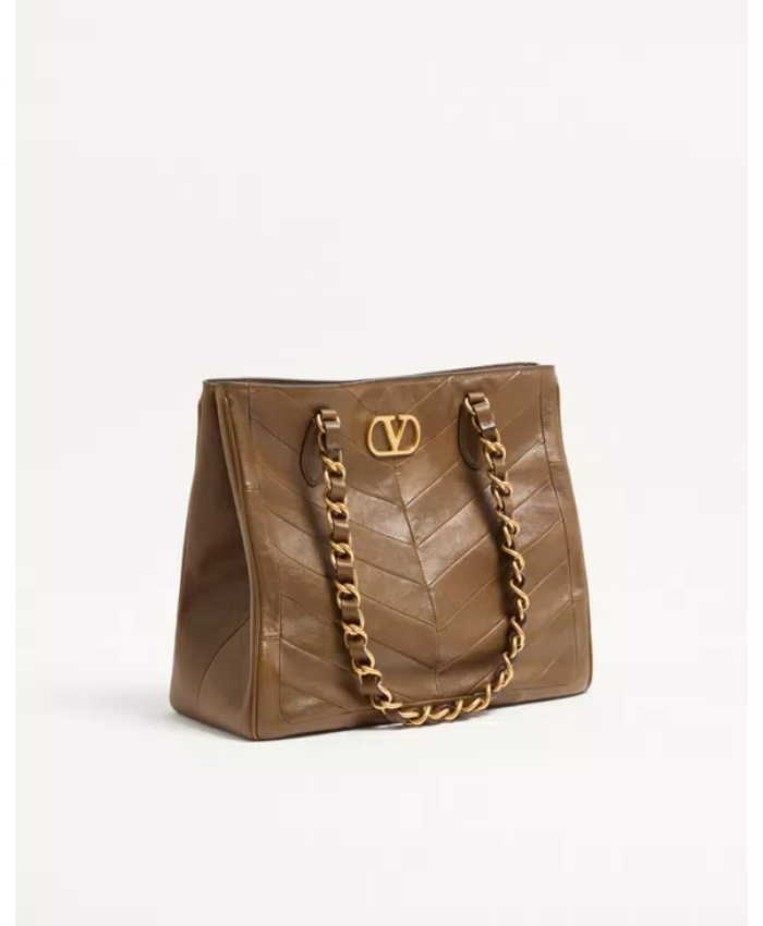 Valentino Garavani Laseine Shopping Bag In Nappa Leather With A Chevron Pattern