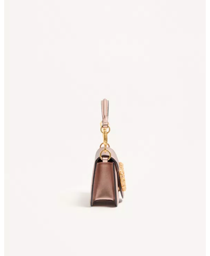 Valentino Garavani Locò Small Shoulder Bag In Laminated Calfskin With Jewel Logo