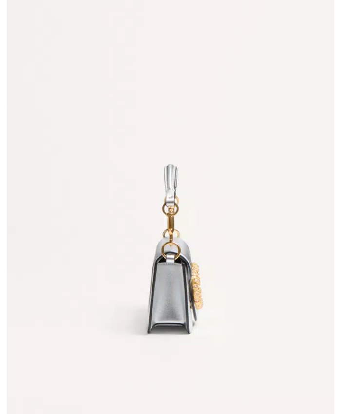 Valentino Garavani Locò Small Shoulder Bag In Laminated Calfskin With Jewel Logo