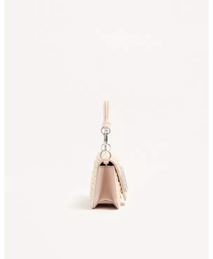 Valentino Garavani Locò small shoulder bag with pearls, rhinestones and jewel logo