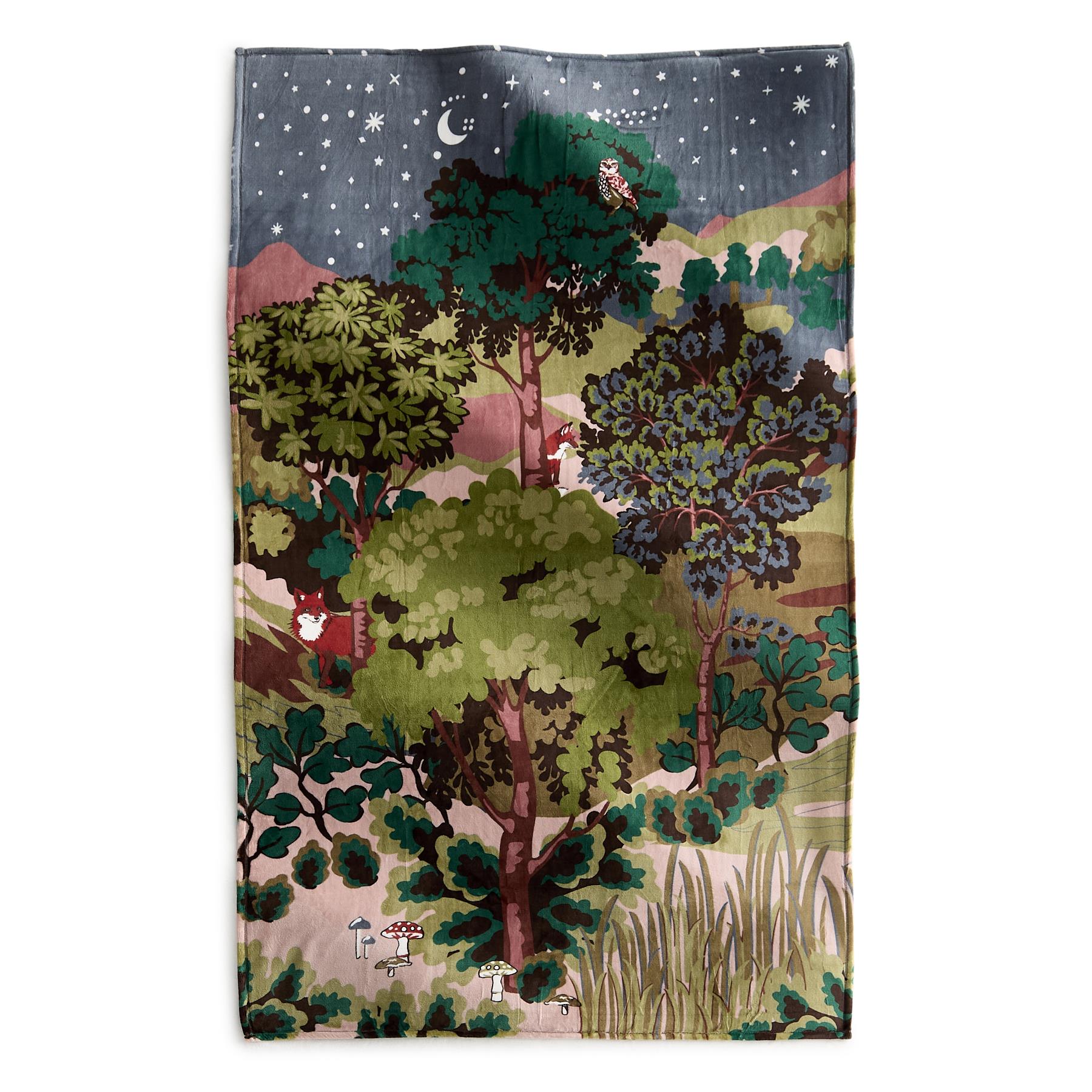 Plush Throw Blanket -Serene Forest-Fleece