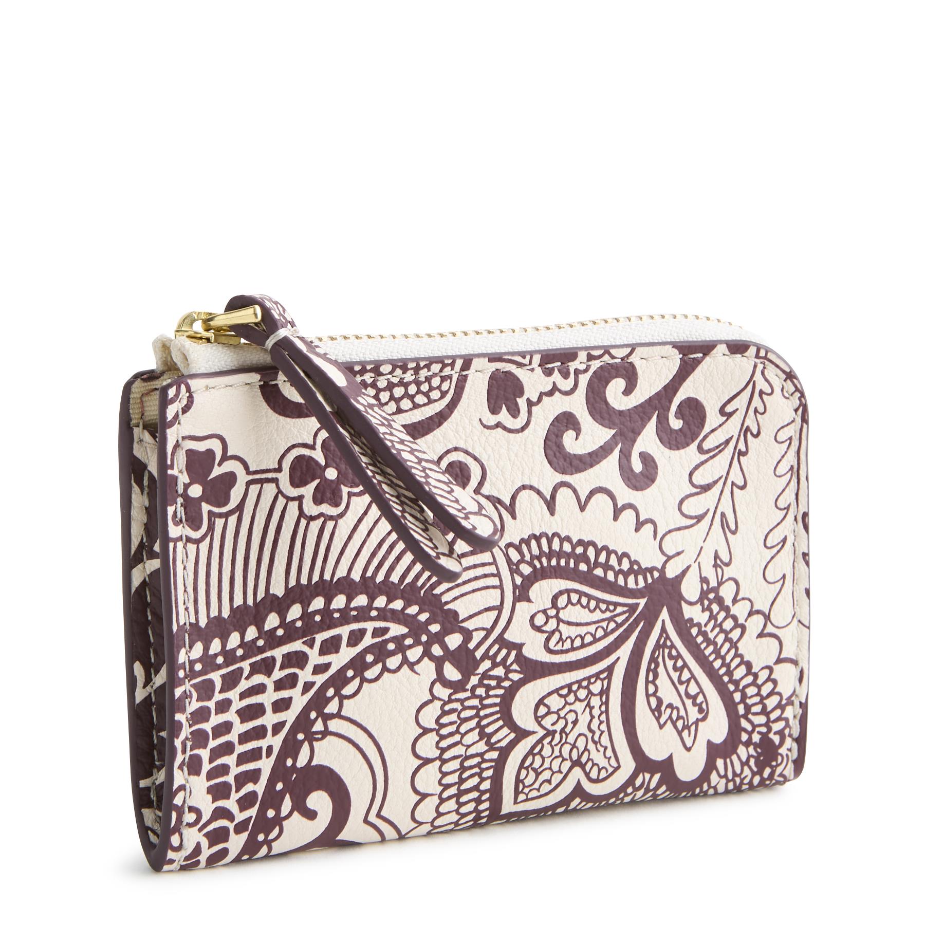 Zip Card Pouch - Eclectic Paisley Cottage Cream-Leather