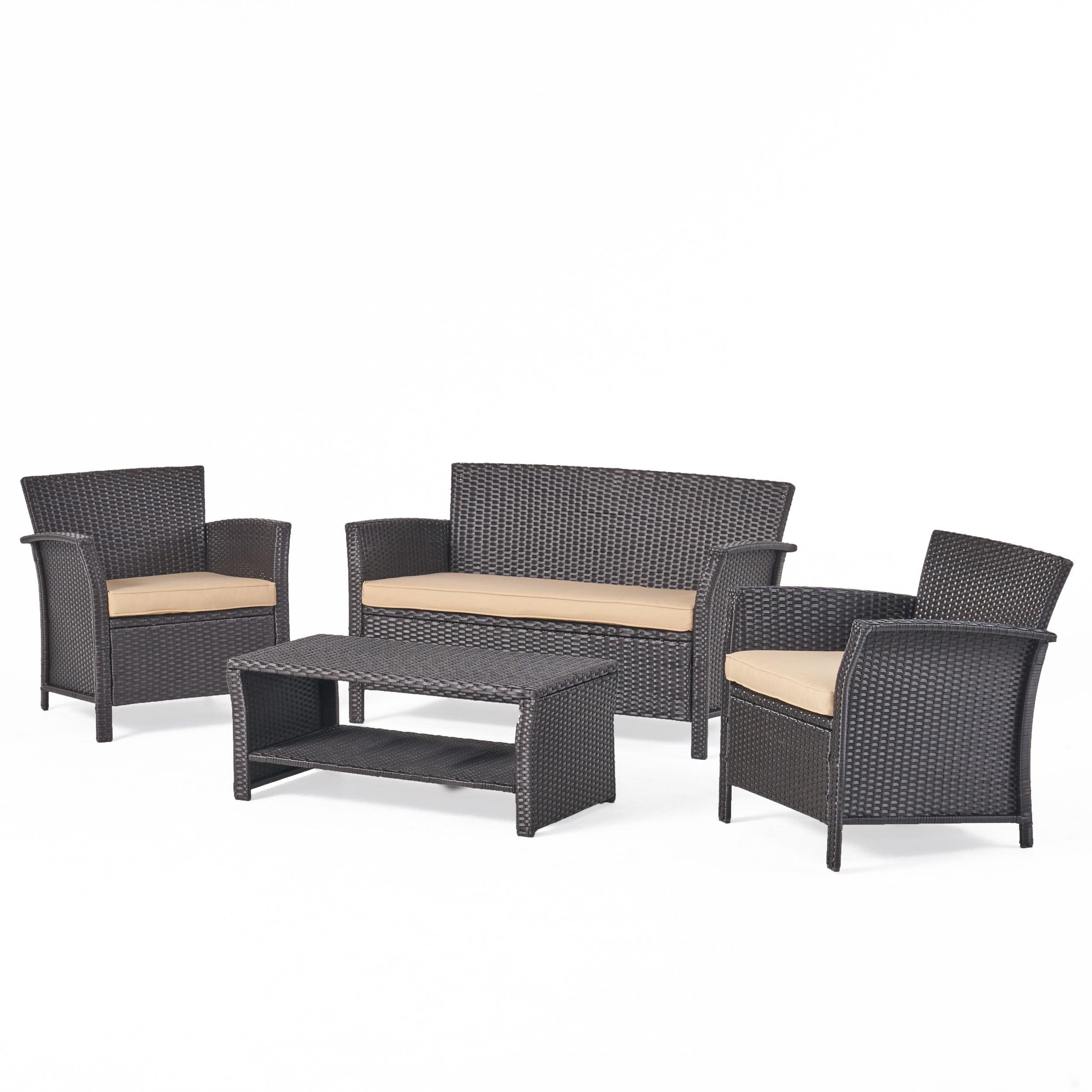 Silver Bay 4-Piece Wicker Sofa Set - Brown