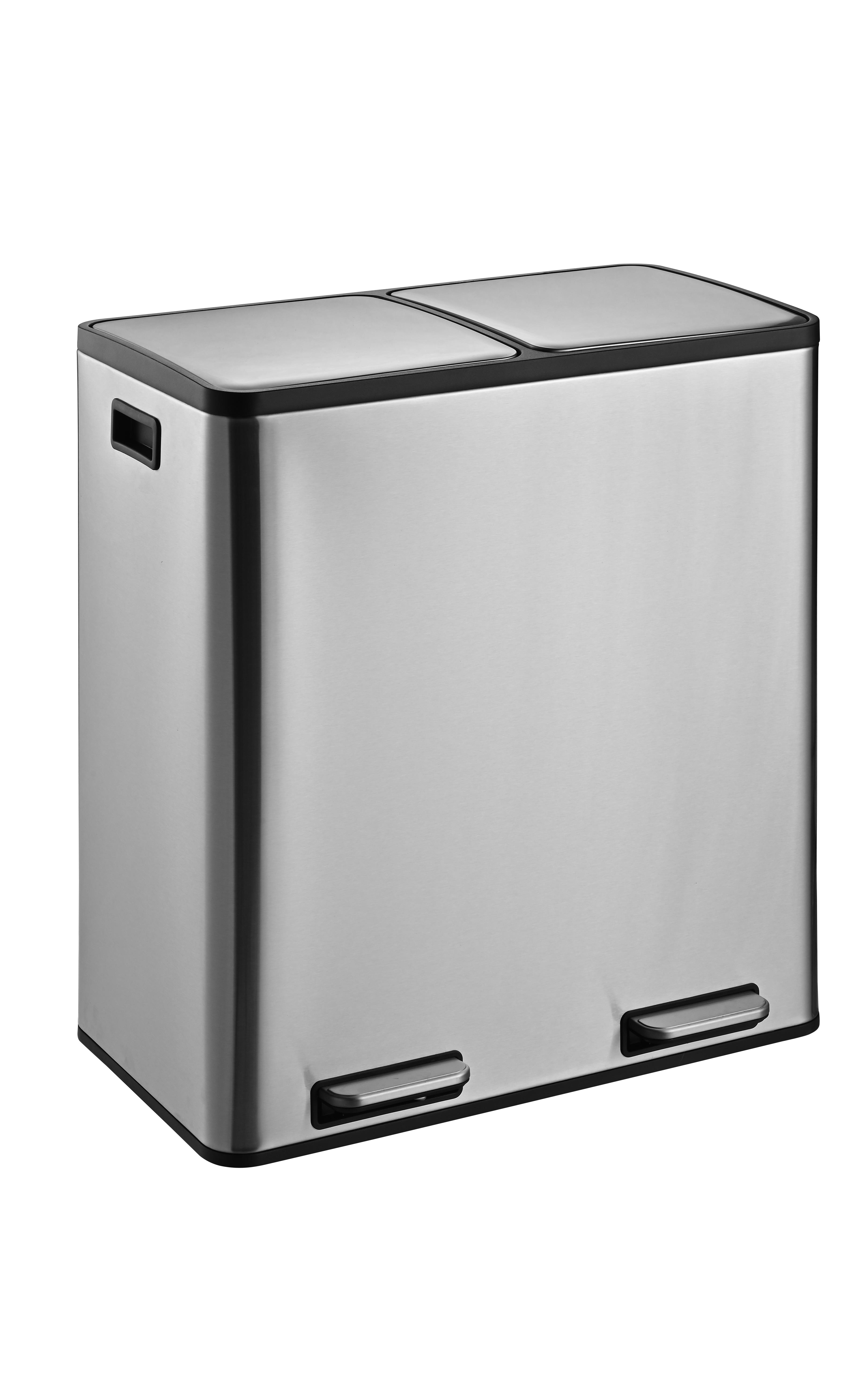 60L Dual Compartment Satin Finish Trash Can - Stainless Steel