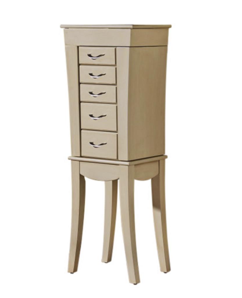 French Country Jewelry Armoire - Antique White