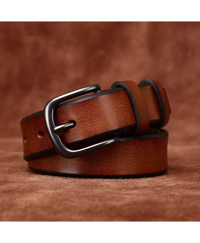 Classic Genuine Leather Belt With Pin Buckle – 1.1 Inch Wide