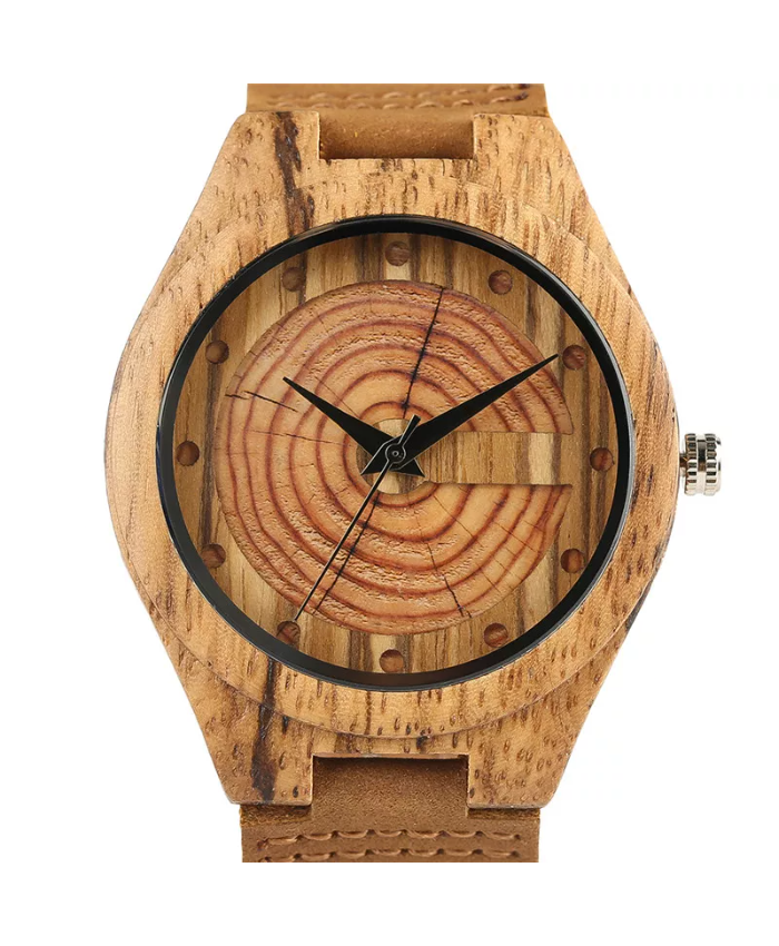 Handmade Wooden Quartz Watch for Men – Stylish Leather Strap