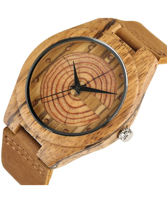 Handmade Wooden Quartz Watch For Men – Stylish Leather Strap