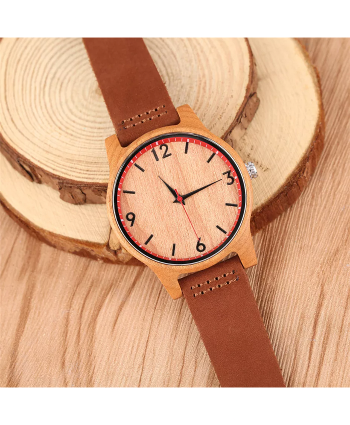 Minimalist Women’s Wooden Watch – Stylish Bamboo And Leather Timepiece