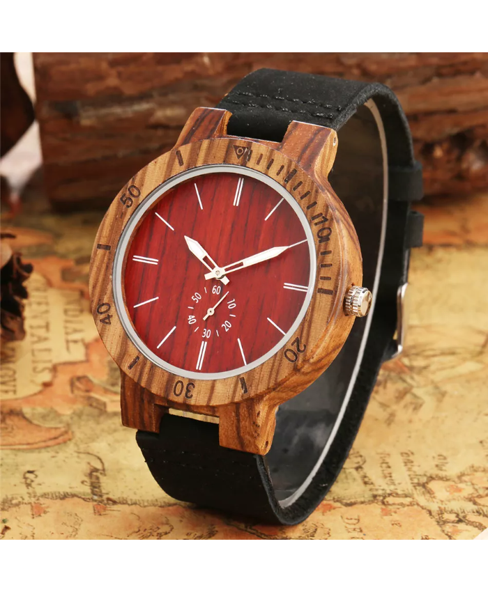 Luminous Pointer Zebrawood Watch – Stylish Quartz Wristwatch for Men