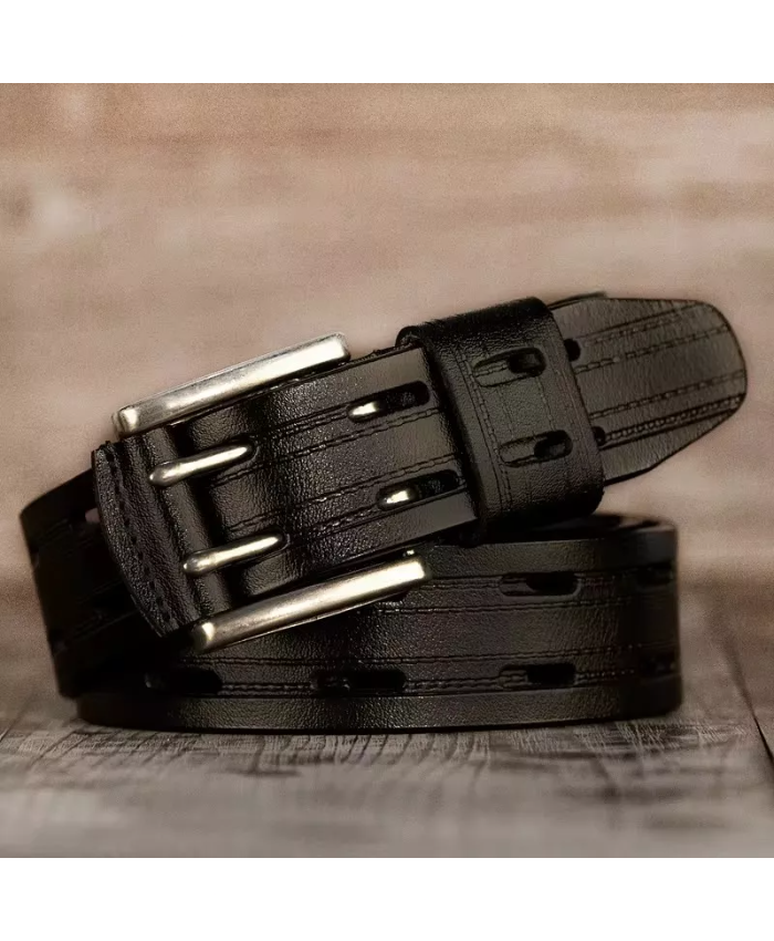 High-Quality Split Leather Belt For Men – Vintage Style Cowboy Strap