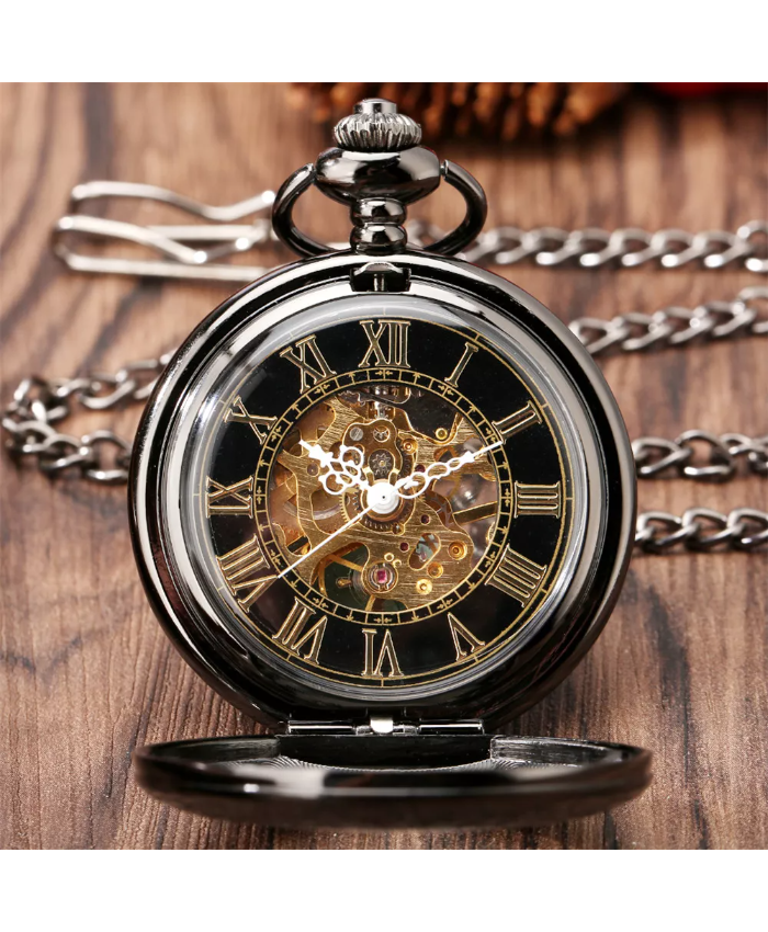 Retro Gold Roman Numerals Pocket Watch – Antique Hand Winding Timepiece