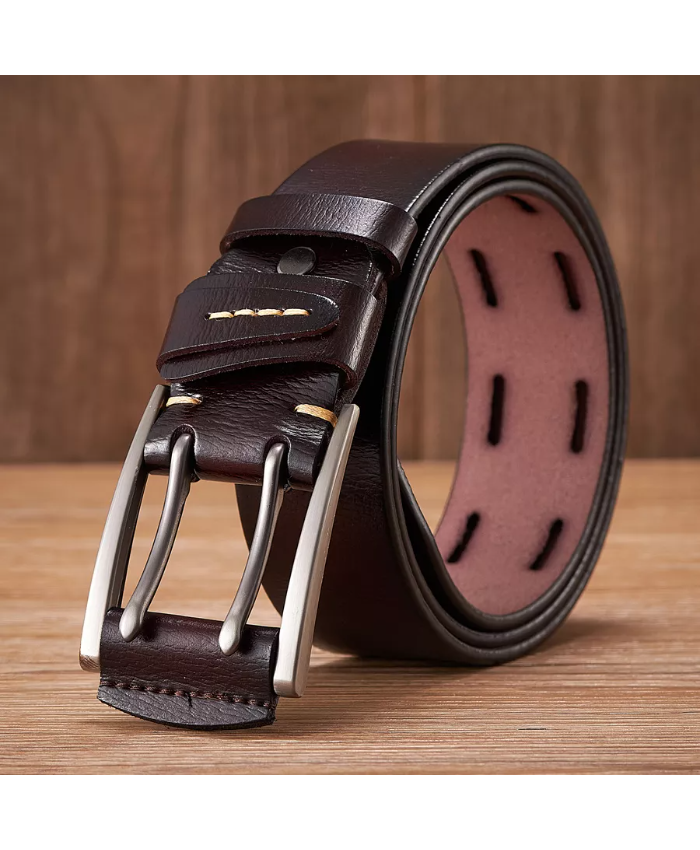 Men’s Genuine Leather Belt With Double Pin Buckle