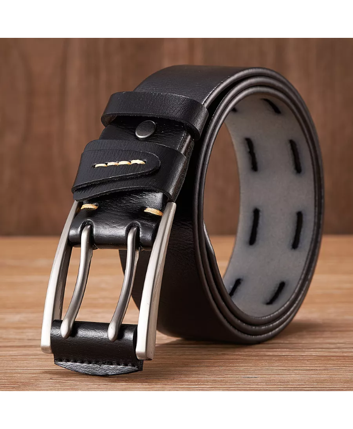 Men’s Genuine Leather Belt with Double Pin Buckle